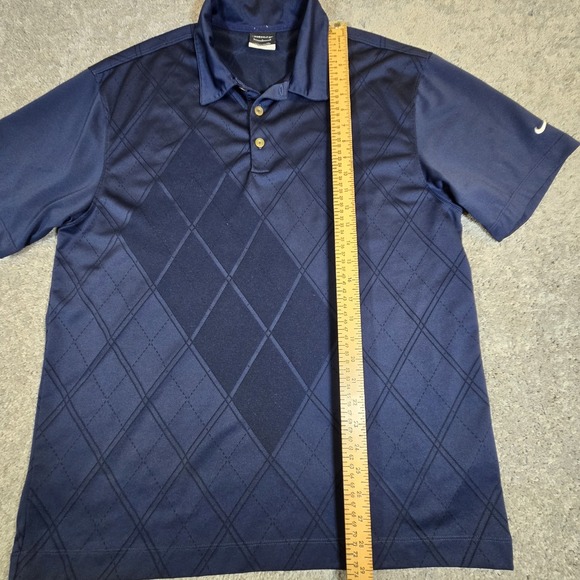 Nike Golf Tour Performance Mens Large Navy Blue Diamond Shrt Sleeve Polo Dri-Fit - Picture 6 of 10